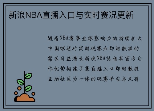 新浪NBA直播入口与实时赛况更新